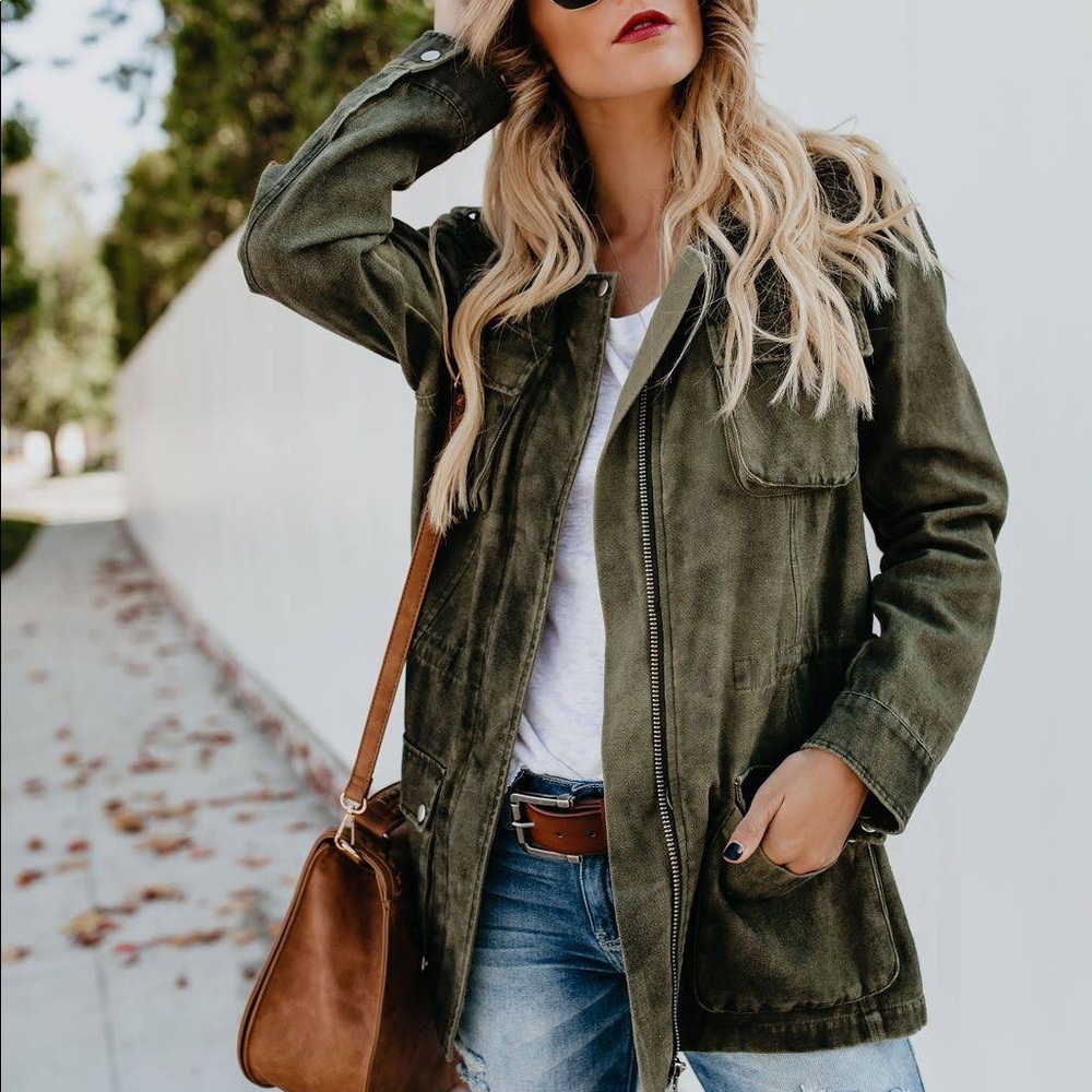 New vici dark green utility style jacket
